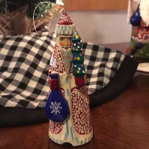 Carved Santa from Russia, ornament, approx 5”